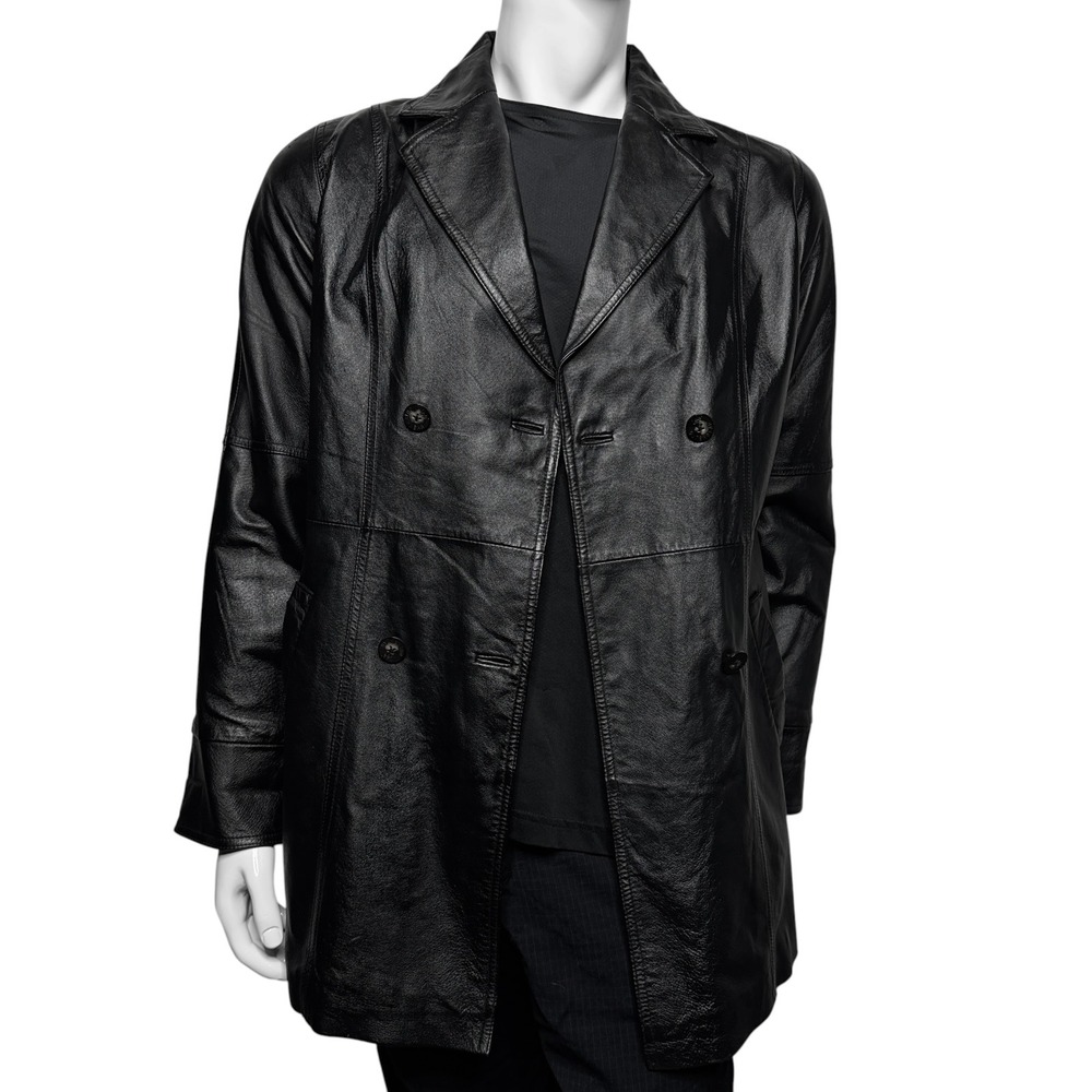 Lee Outerwear Double Breasted Genuine Leather Car Coat Quilted Lining Mens Small - Picture 5 of 14